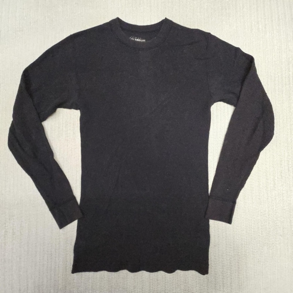 Magellan Outdoors Shirt Mens Large Black Thermal Waffle Knit Crewneck Base Layer